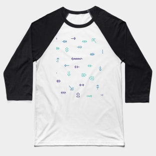 The icons and symbols of special characters are arrows in blue, blue, purple tones Baseball T-Shirt